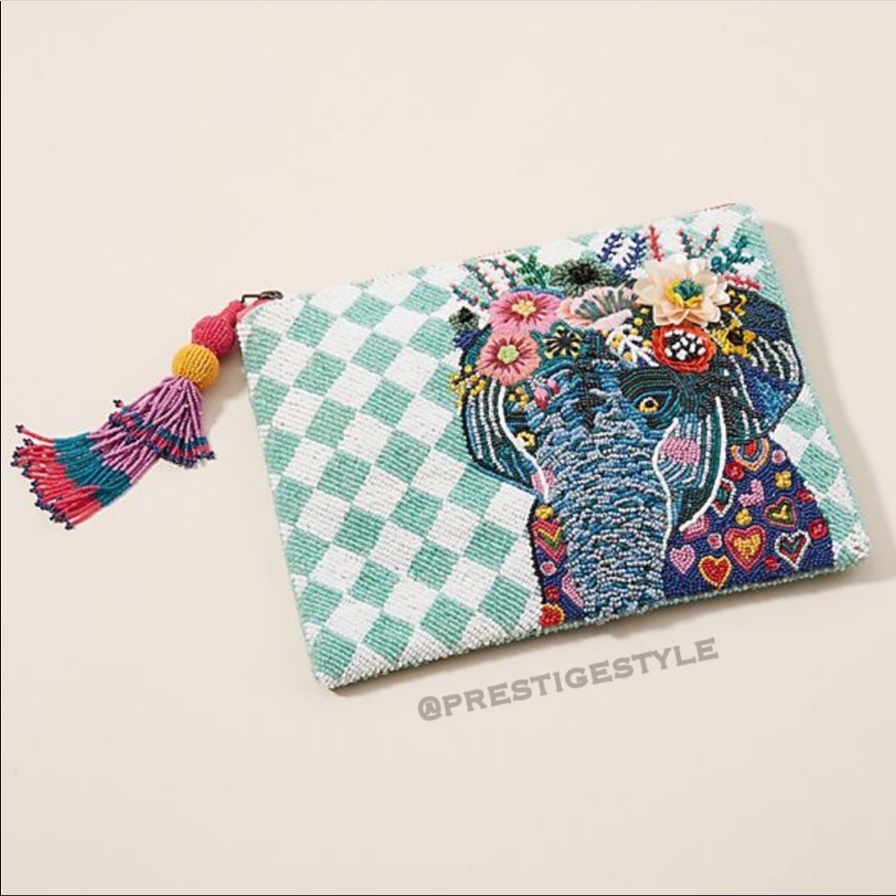 ANTHROPOLOGIE Elephant Embellished Pouch